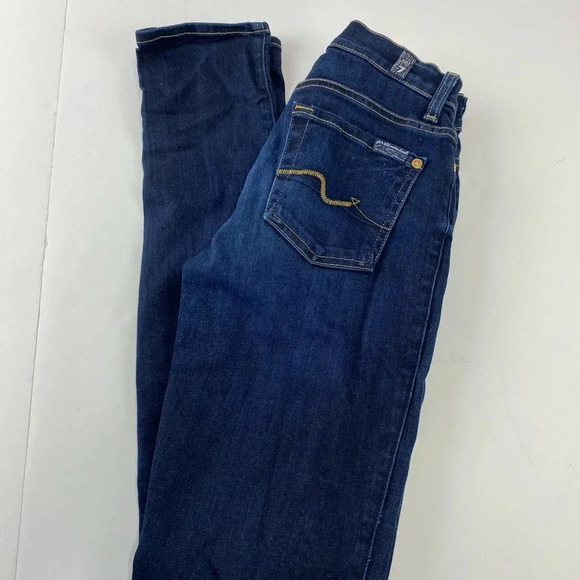 Seven 7 for all Mankind Womens Jeans Size 24 Mid Rise Roxanne Skinny Dark Wash - Picture 1 of 10